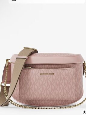 Michael Kors Blush Logo sling packwith Chain Trim